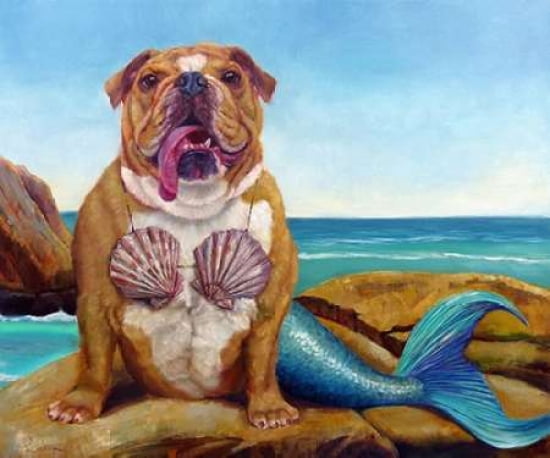 Mermaid Dog Canvas Art - Lucia Heffernan (20 x 24)