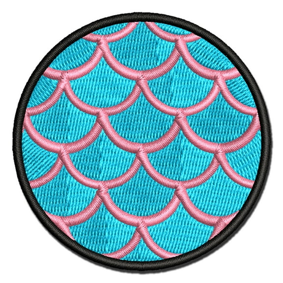 Mermaid Dragon Fish Scales Circle Applique Multi-Color Embroidered Hook & Loop Patch - 2.0 Inch Mini