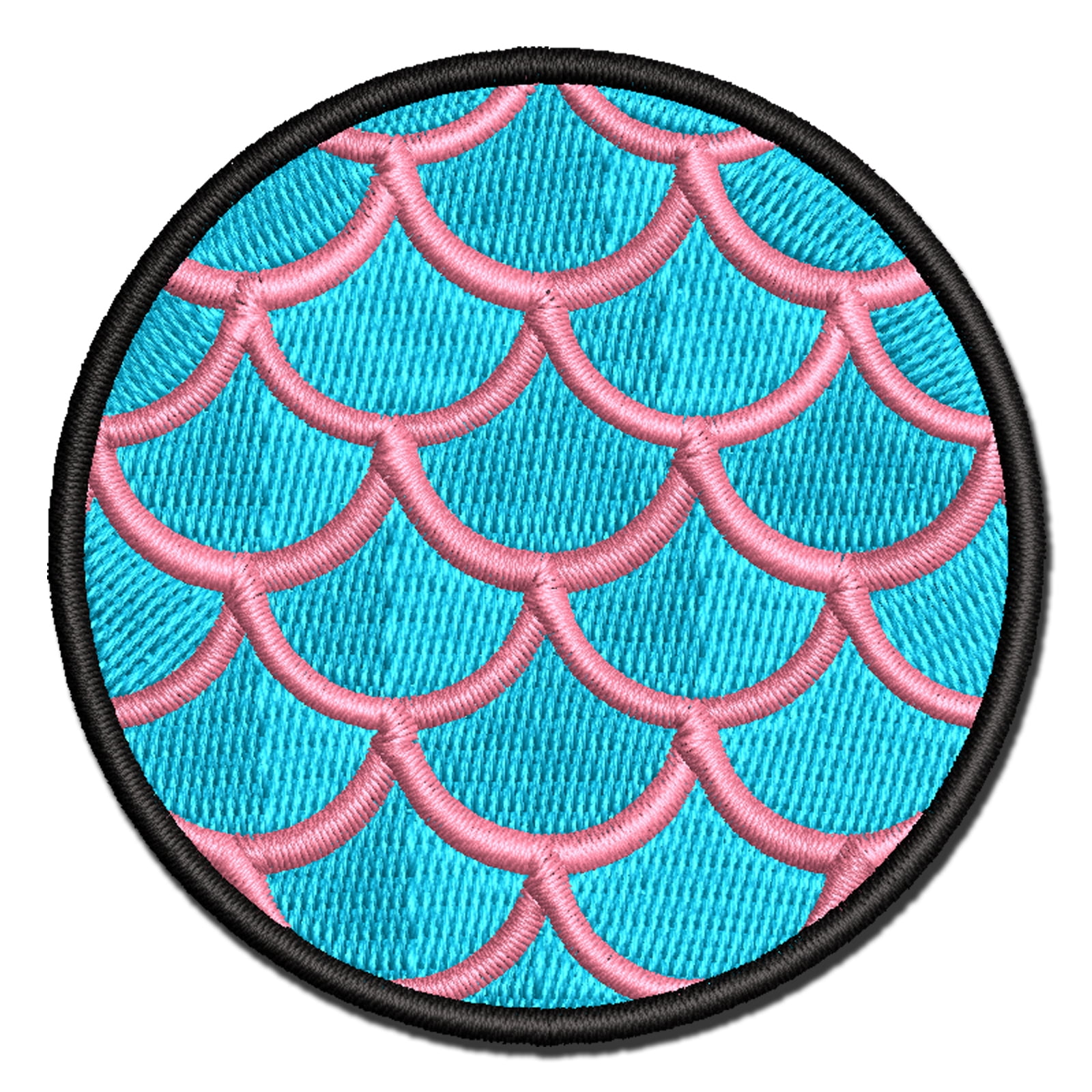 Mermaid Dragon Fish Scales Circle Applique Multi-Color Embroidered Hook & Loop Patch - 3.5 Inch Large