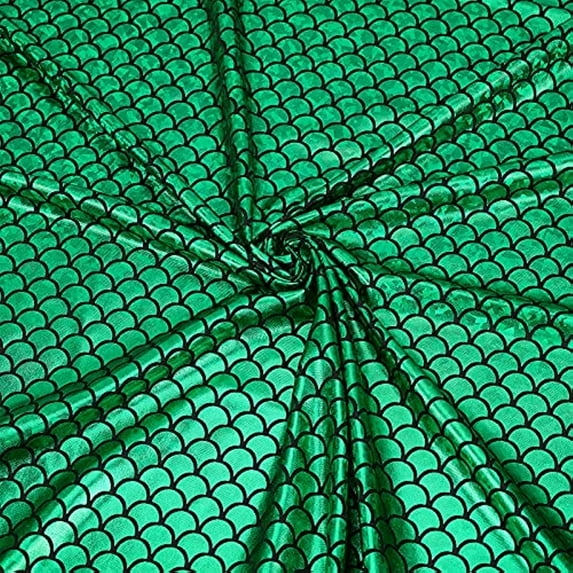 Mermaid Dragon Scales Fabric 40x60 inches/100x150cm Hologram Fish Scale Fabric with Green Stripe