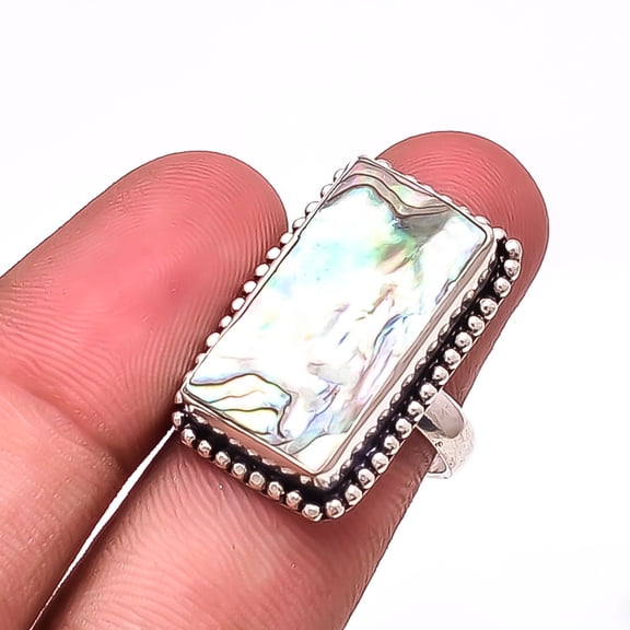 Mermaid Dream Abalone Shell -Australia Handmade 925 Sterling Silver Ring S.9 R19