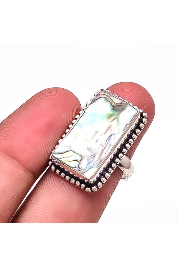 Mermaid Dream Abalone Shell -Australia Handmade 925 Sterling Silver Ring S.9 R19