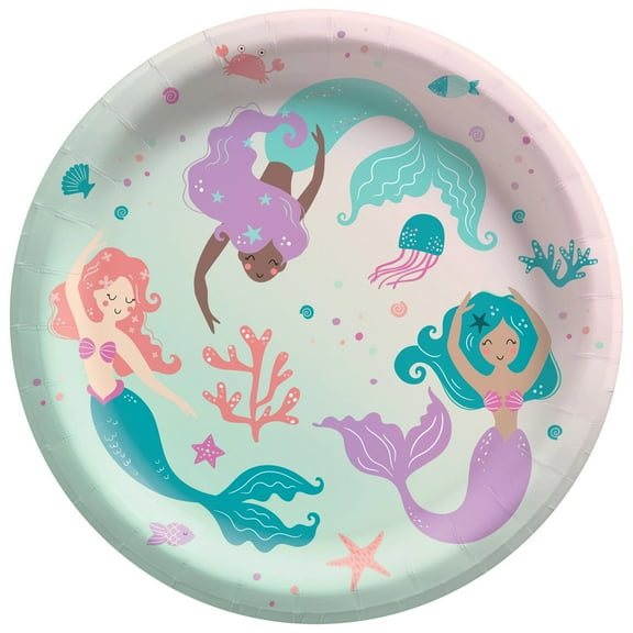 Mermaid Dreams 8.5" Paper Plates - 8 Count | Disposable Party Plates | Heavy Duty Paper Plates