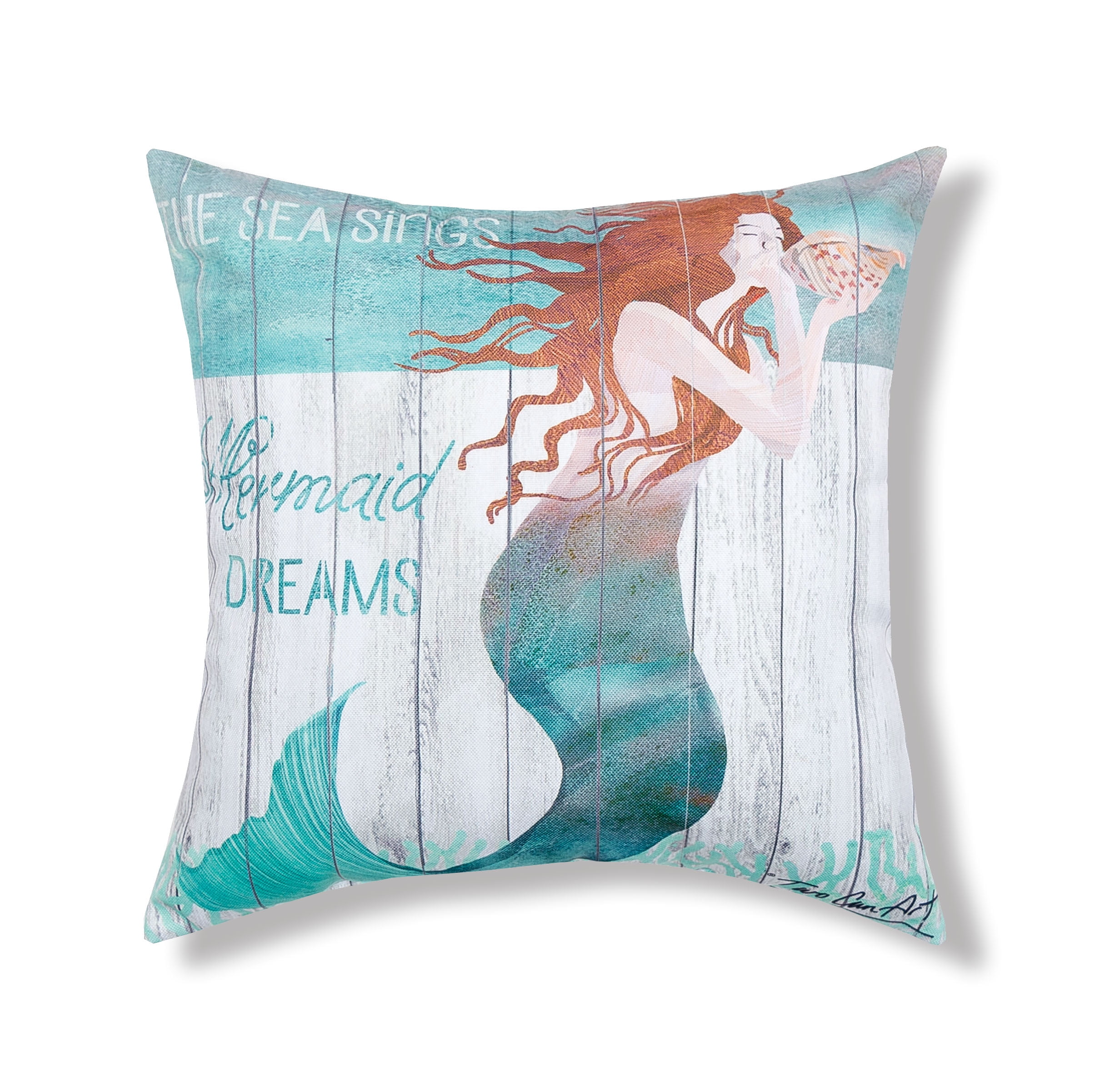 18" x 18" Colorful Mermaid Dreams Nautical Throw Pillow