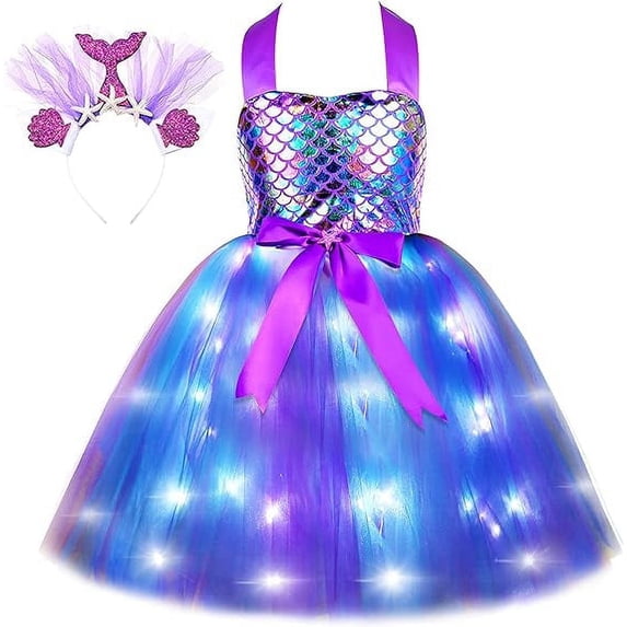 Mermaid Dress for Little Girls Princess Tutu Dress with light