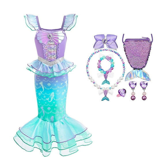 Mermaid Dress w/Accessories for Girls Princess Costume Dress Up