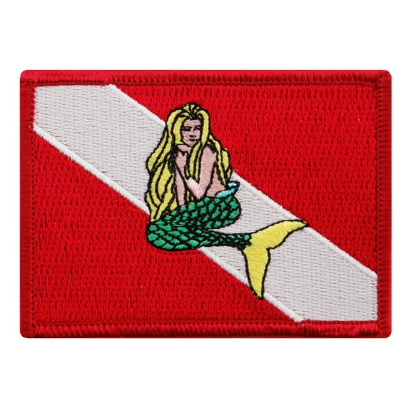 Mermaid Embroidered Iron-on Scuba Diving Flag Patch