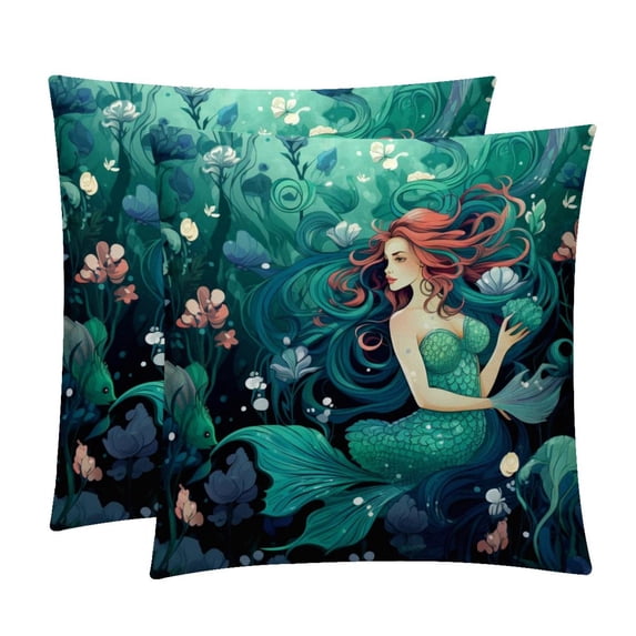 Mermaid Exclusive Velvet Throw Pillow Inserts Set of 2 with Unique Patterns - 16x16, 18x18, 20x20 Inches for Pillow Covers and Decorative Pillows for Home
