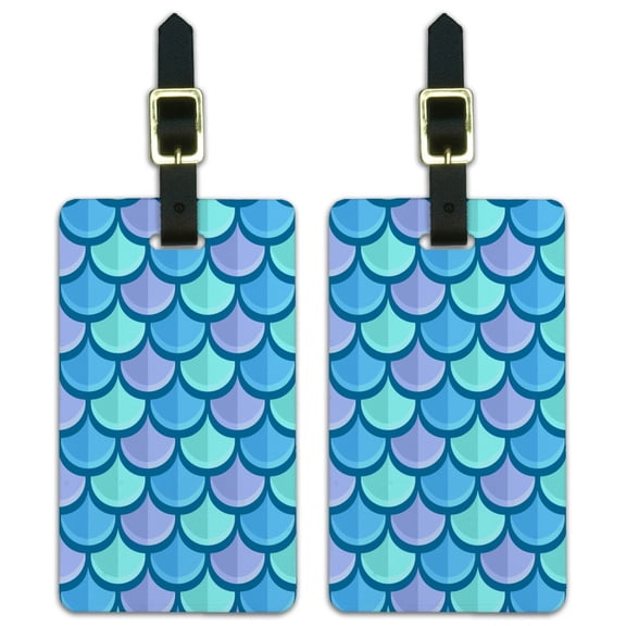Mermaid Fish Scale Pattern Luggage ID Tags Suitcase Carry-On Cards - Set of 2