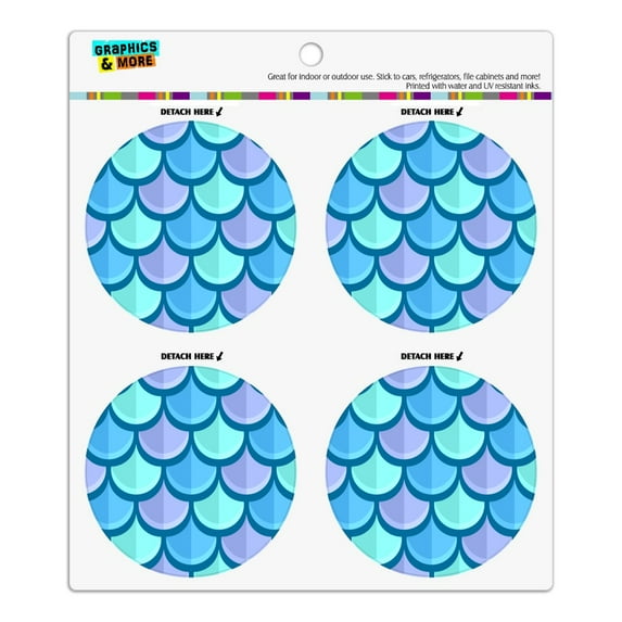Mermaid Fish Scale Pattern Refrigerator Fridge Locker Vinyl Circle Magnet Set