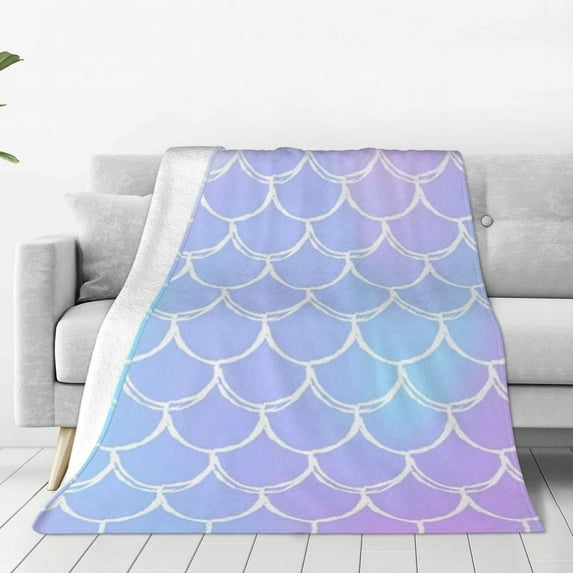 Mermaid Fish Scale Super Soft Fuzzy Warm All Seasons Blanket Lightweight Cozy Flannel Blankets Suitable for Kid Adult 50"x40"