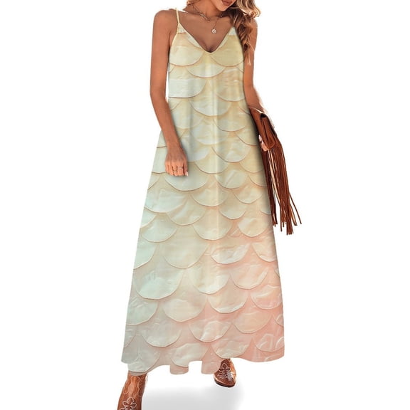 Mermaid Fish Scales Design Sleeveless Dress Woman Fashion Long Dresses Women's Summer Suit Dress 2025