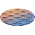 thumbnail image 1 of Mermaid Fish Scales Floral Medallion Round Rug - Small Round Area Rug, Soft Non-Slip Machine Washable Bedroom Mat Indoor Accent Entry Carpet for Office Desk Dorm Hallway, 1 of 6