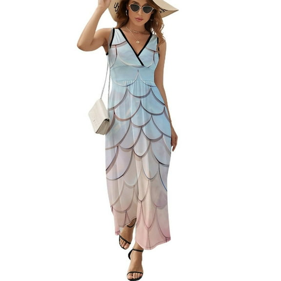 Mermaid Fish Scales Pattern Design Sleeveless Dress Summer Clothes for Women Women's Clothing 2025