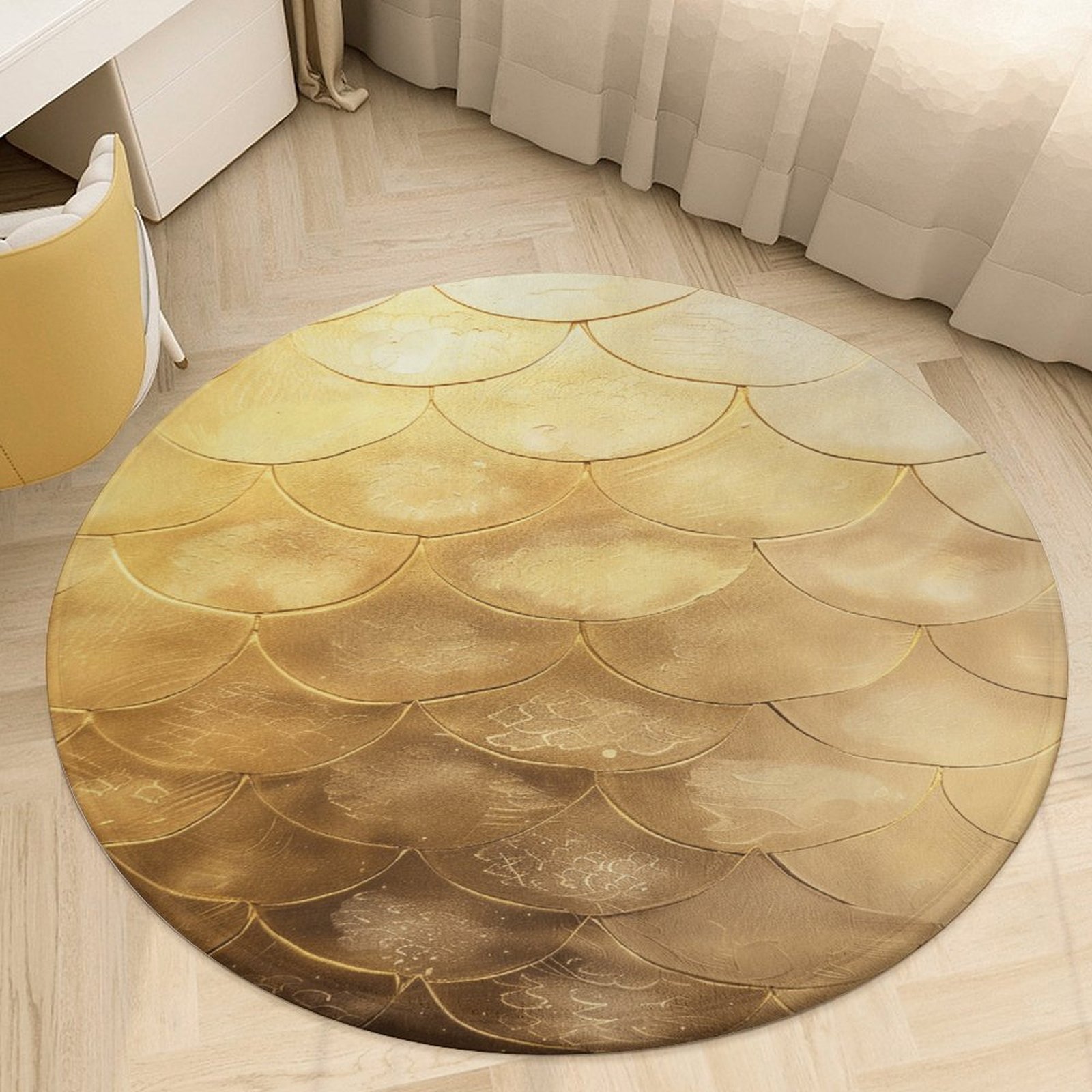 Mermaid Fish Scales Round Rugs -Washable Non-Slip Small Round Area Rug ...