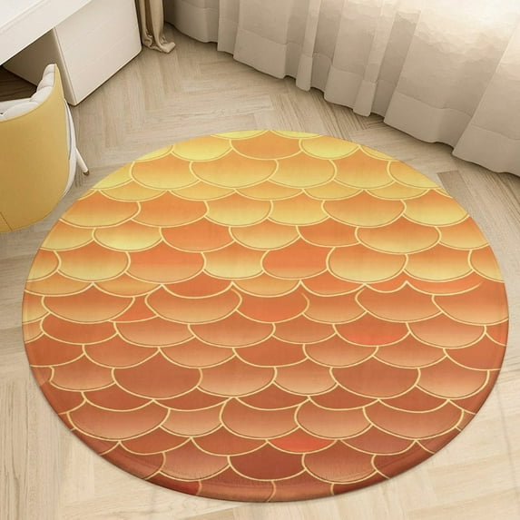 Mermaid Fish Scales Round Rugs -Washable Non-Slip Small Round Area Rug Throw Soft Circle Rugs for Bedroom, Modern Print Indoor Carpet for Entryway Sofa Living Room