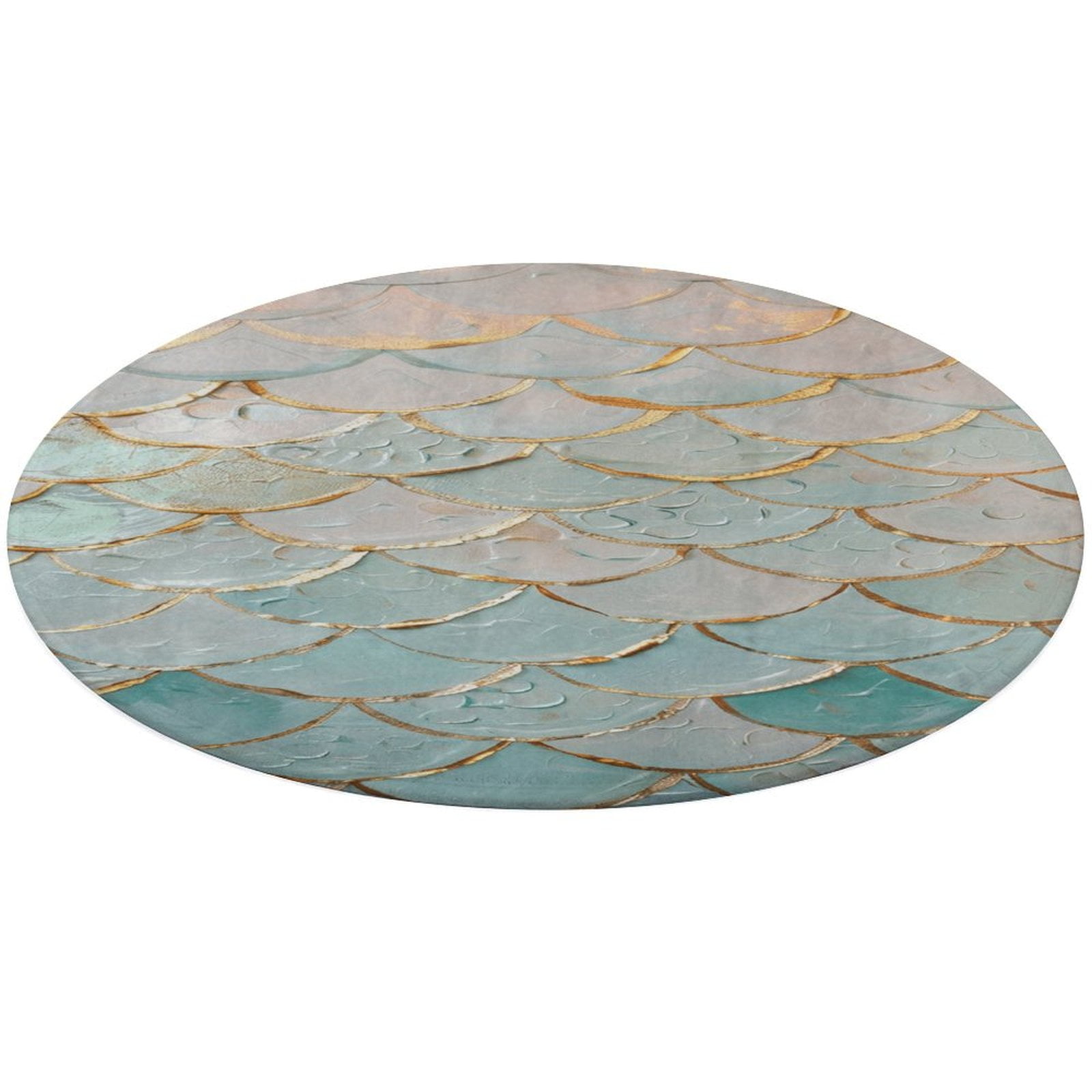 Mermaid Fish Scales Round Rugs -Washable Non-Slip Small Round Area Rug ...