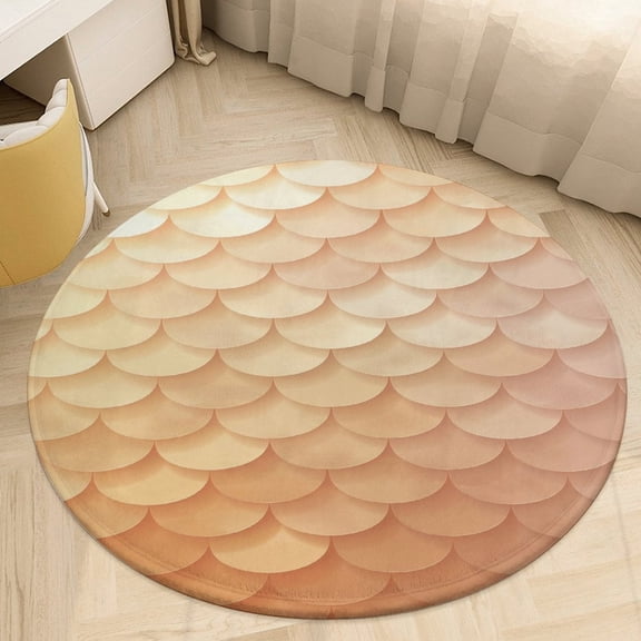 Mermaid Fish Scales Round Small Area Rug, Print Non Slip Washable Floor Mat, Soft Throw Rug for Living Room, Powder Room Entryway, Bathroom, Bedside