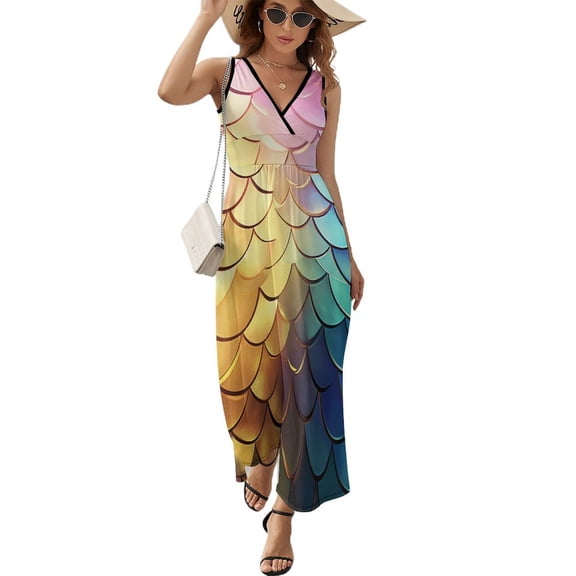 Mermaid Fish Scales Sleeveless Dress Woman Fashion Long Dresses Women's Summer Suit Dress 2025