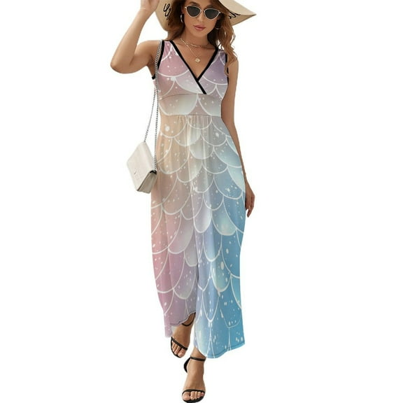 Mermaid Fish Scales Sleeveless Dress Woman Fashion Long Dresses Women's Summer Suit Dress 2025