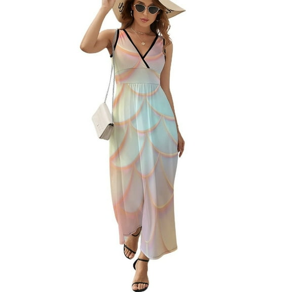 Mermaid Fish Scales Sleeveless Dress Woman Fashion Long Dresses Women's Summer Suit Dress 2025
