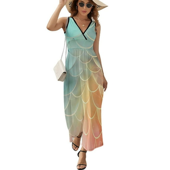 Mermaid Fish Scales Sleeveless Dress Woman Fashion Long Dresses Women's Summer Suit Dress 2025