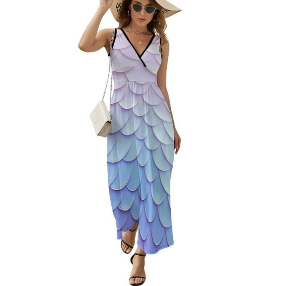 Mermaid Fish Scales Sleeveless Dress Woman Fashion Long Dresses Women's Summer Suit Dress 2025