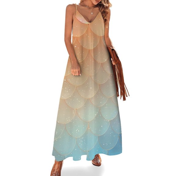 Mermaid Fish Scales Sleeveless Dress Women's Luxury Party Dress Birthday Dresses for Women