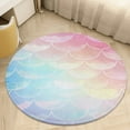 thumbnail image 1 of Mermaid Fish Scales Washable Round Rug -Circle Area Rugs for Nursery Bedroom, Vintage Non Slip Non Shedding Low Pile Carpet for Living Room Coffee Table Entryway, 1 of 6