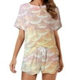 thumbnail image 1 of Mermaid Fish Scales Women's Ruffle Short Sleeve Tops And Shorts Cute Peeps Bunny Pajamas Sets, 1 of 7