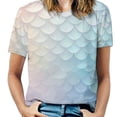 thumbnail image 1 of Mermaid Fish Scales Women's Short Sleeve T-Shirt Crew Neck Casual Summer Trendy Loose Fit Tops, 1 of 6