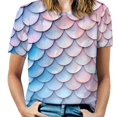 thumbnail image 1 of Mermaid Fish Scales Women's Short Sleeve T-Shirt Crew Neck Casual Summer Trendy Loose Fit Tops, 1 of 6