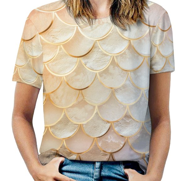 Mermaid Fish Scales Women's Short Sleeve Tops Casual Blouses T Shirt