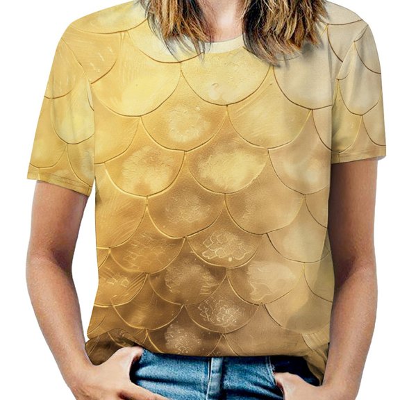 Mermaid Fish Scales Women's Short Sleeve Tops Casual Blouses T Shirt