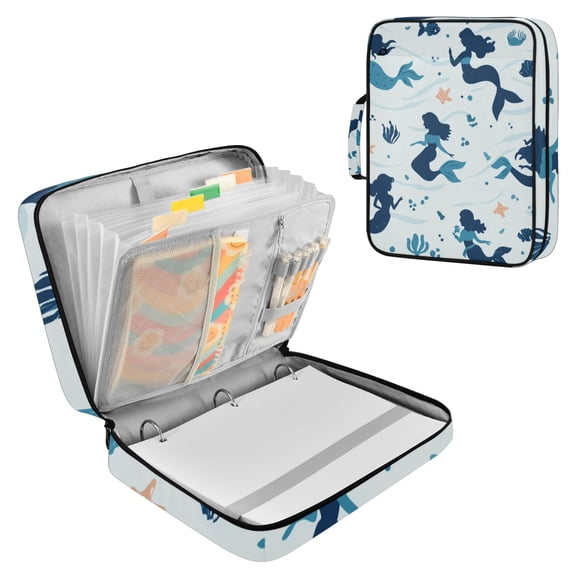 Mermaid Fish Waterplant Ocean Accordion File Organizer Expanding File Folder 3-Ring Binder Bag 500 Sheets A4 Size