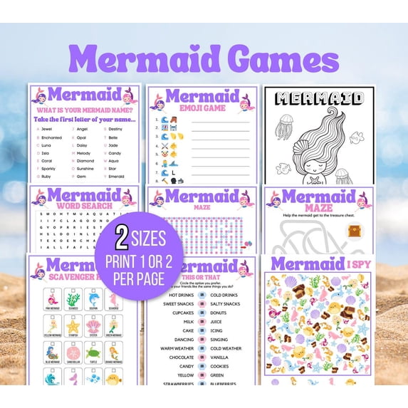 Mermaid Games Printable Bundle, Mermaid Party Activities, Mermaid Theme ...