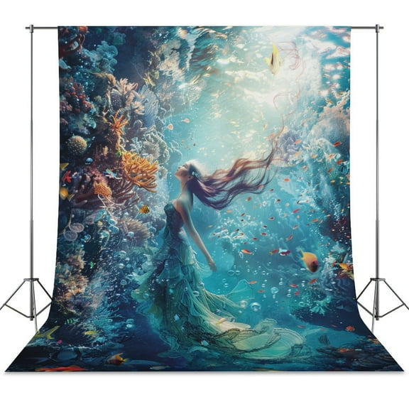 Mermaid Glitter Fish Scale Girls Backdrop Background for Photography Photo Booth Backdrop for Photoshoot Background Screen Video Recording Parties Curtain