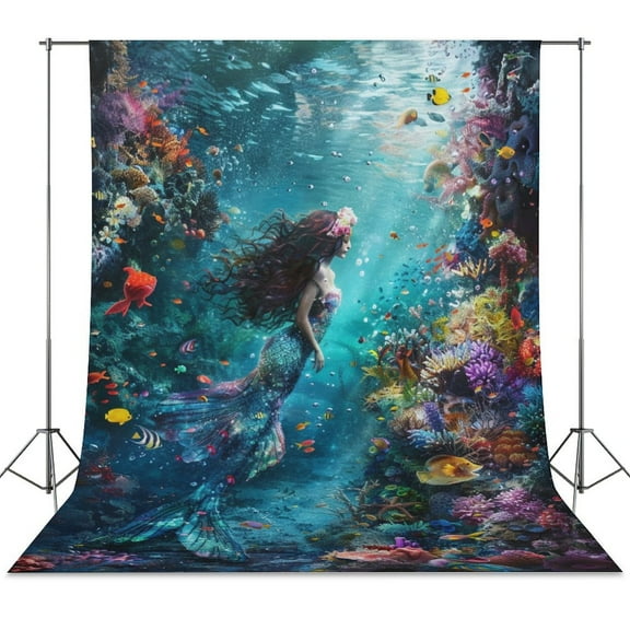 Mermaid Glitter Fish Scale Girls Backdrop Background for Photography Photo Booth Backdrop for Photoshoot Background Screen Video Recording Parties Curtain