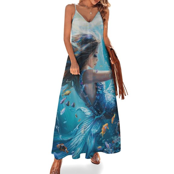 Mermaid Glitter Fish Scale Girls Design Sleeveless Dress Woman Fashion Long Dresses Women's Summer Suit Dress 2025