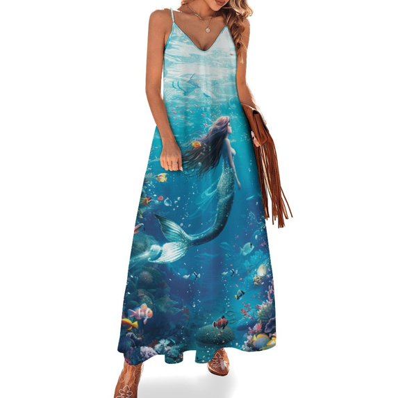 Mermaid Glitter Fish Scale Girls Design Sleeveless Dress Woman Fashion Long Dresses Women's Summer Suit Dress 2025