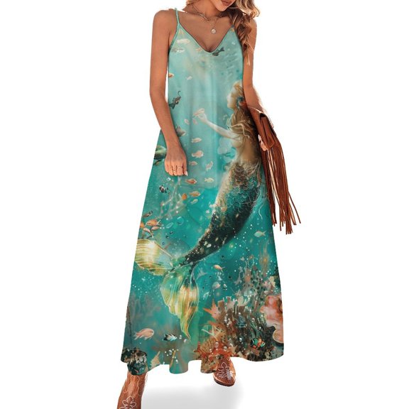 Mermaid Glitter Fish Scale Girls Fine Art Sleeveless Dress Summer Dress Woman 2025