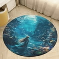 thumbnail image 1 of Mermaid Glitter Fish Scale Girls Floral Medallion Round Rug - Small Round Area Rug, Soft Non-Slip Machine Washable Bedroom Mat Indoor Accent Entry Carpet for Office Desk Dorm Hallway, 1 of 6