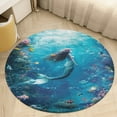 thumbnail image 1 of Mermaid Glitter Fish Scale Girls Round Rugs -Washable Non-Slip Small Round Area Rug Throw Soft Circle Rugs for Bedroom, Modern Print Indoor Carpet for Entryway Sofa Living Room, 1 of 6