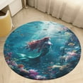 thumbnail image 1 of Mermaid Glitter Fish Scale Girls Round Small Area Rug, Print Non Slip Washable Floor Mat, Soft Throw Rug for Living Room, Powder Room Entryway, Bathroom, Bedside, 1 of 6