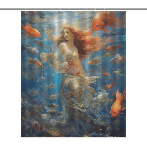 Mermaid Glitter Fish Scale Girls Shower Curtain Modern Home Bathroom Bathtub Decor Waterproof Fabric with 12PCS Hooks
