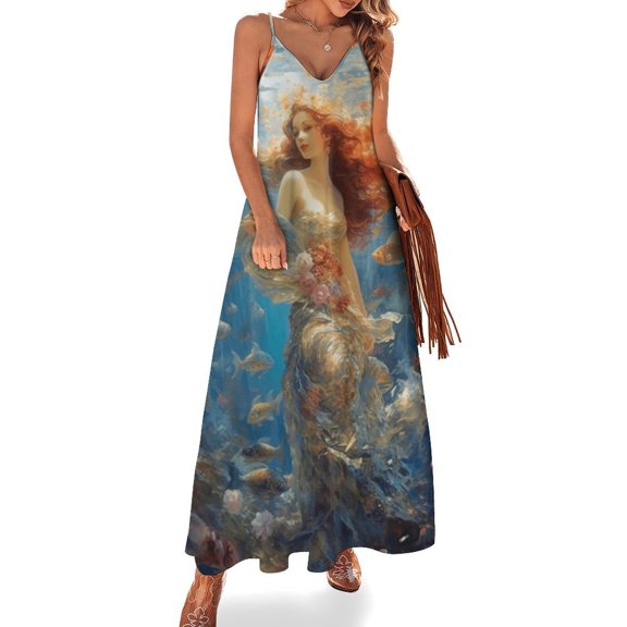 Mermaid Glitter Fish Scale Girls Sleeveless Dress Woman Fashion Long Dresses Women's Summer Suit Dress Summer 2025 Women
