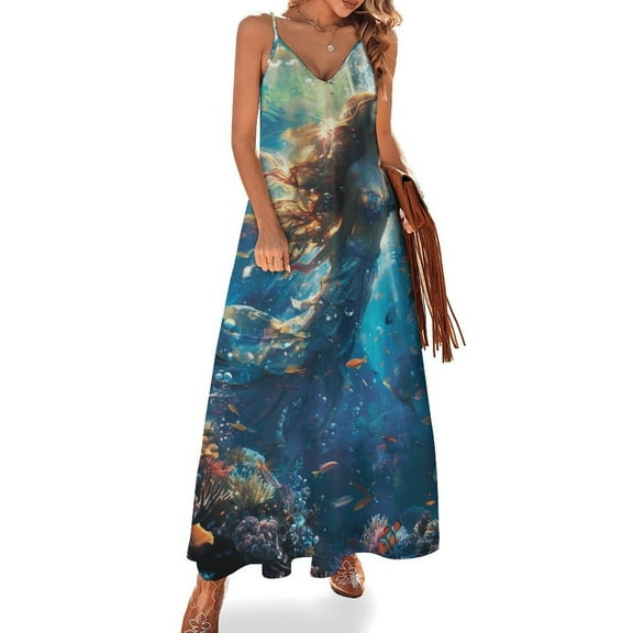 Mermaid Glitter Fish Scale Girls Sleeveless Dress Woman Fashion Long Dresses Women's Summer Suit Dress Summer 2025 Women