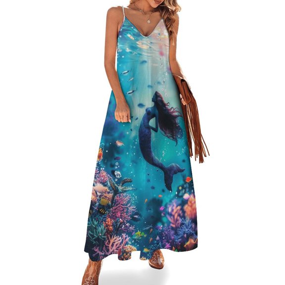 Mermaid Glitter Fish Scale Girls Sleeveless Dress for Women Clothing Female Women's Summer Skirt