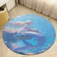 thumbnail image 1 of Mermaid Glitter Fish Scale Girls Soft Bedroom Round Area Rug, Washable Cute Nursery Circle Throw Mat, Non-Slip Contemporary Small Low Pile Floor Carpet for Dorm Bedside, 1 of 6
