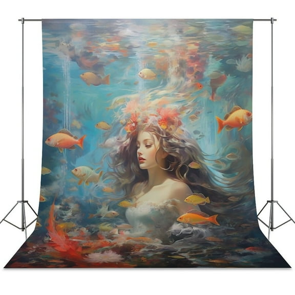 Mermaid Glitter Fish Scale Girls Spring Backdrop Backdrops for Photography Photo Background Nature Scenery Banner